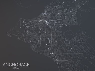 Anchorage, harita, uydu görüntüsü