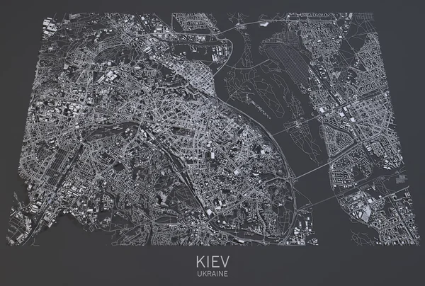 Kiev mapa, vista por satélite — Foto de Stock