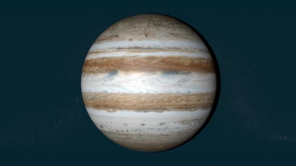 Jupiter, rotating, planet solar system, space — Stock Video