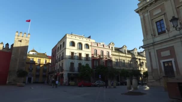 Seville, Andalucia, Spain - April 14, 2016: Alcazar square — Stockvideo