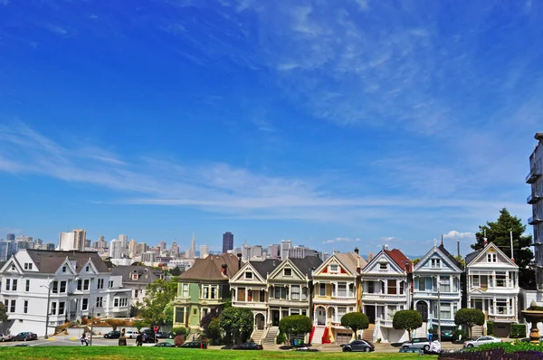 San Francisco, California, Usa: the famous Painted Ladies, a row of colorful Victorian houses at 710-720 Steiner Street