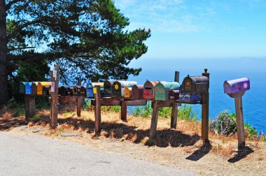 California, Usa: Big Sur, post office boxes in the middle of nowhere clipart