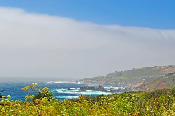 Route 1, California, Usa: adembenemend uitzicht op de Stille Oceaan, de mist en de vegetatie van Big Sur, een regio van de centrale kust van Californië, een van de populairste toeristische bestemmingen van de Verenigde Staten — Stockfoto