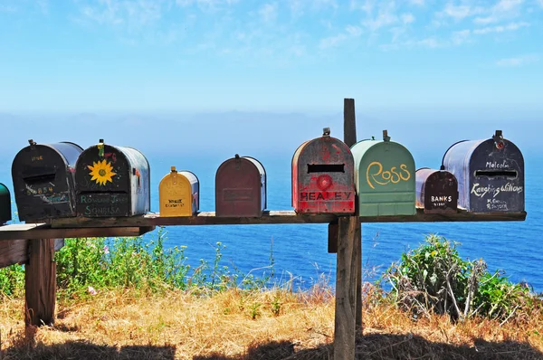 California, Usa: Big Sur, post office boxes in the middle of nowhere