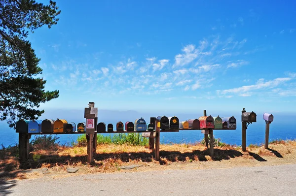 California, Usa: Big Sur, post office boxes in the middle of nowhere