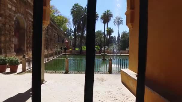Alcazar, jardins intérieurs, cours et chambres — Video