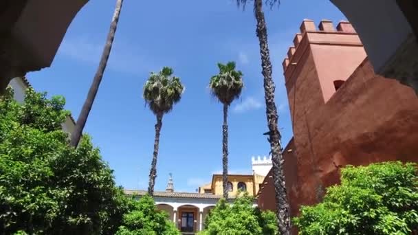 Alcazar, giardini interni, cortili e camere — Video Stock