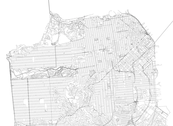 サンフランシスコ、アメリカ合衆国、衛星地図 — ストックベクタ