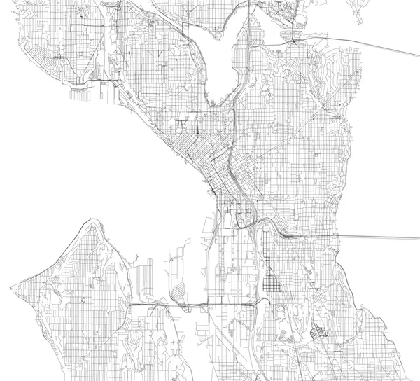 Seattle, carte, vue satellite — Image vectorielle