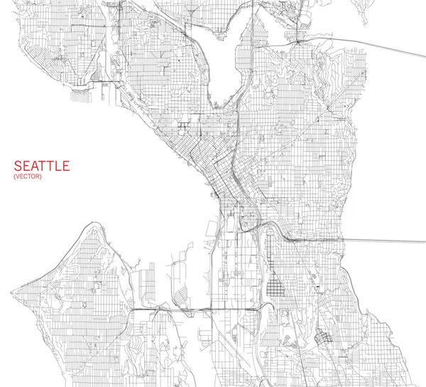 Seattle, mappa, vista satellitare — Vettoriale Stock