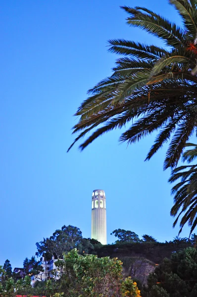 San Francisco, California, Usa: veduta della Coit Tower, la torre art deco costruita in cemento armato non verniciato nel 1933 all'interno del Pioneer Park sulla cima del Telegraph Hill grazie alla benefattrice Lillie Hitchcock Coit — Foto Stock