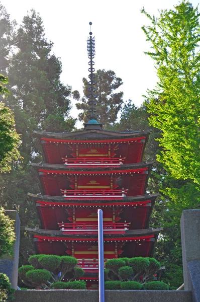 San Francisco, California: veduta della Treasure Tower Pagoda nel Japanese Tea Garden, il più antico giardino pubblico giapponese negli Stati Uniti, creato nel 1894 all'interno del Golden Gate Park — Foto Stock