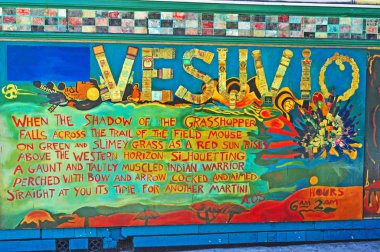 San Francisco: the sign of Vesuvio Cafe, historic bar in North Beach frequented by Beat Generation celebrities i clipart