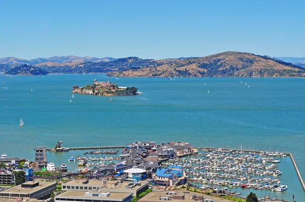 San Francisco: panoramik Alcatraz Adası San Francisco Bay — Stok fotoğraf
