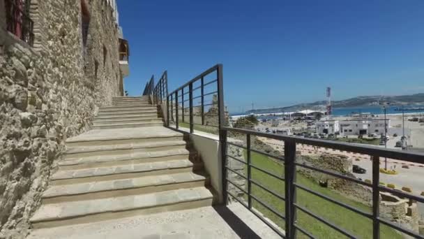 Liman ve eski şehir Tangier Fas şehir görünümü — Stok video