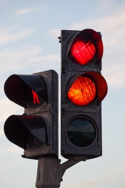 Iceland, Europe: a traffic light with red heart shaped seen in the city of Akureyri, famous as the capital of the north 