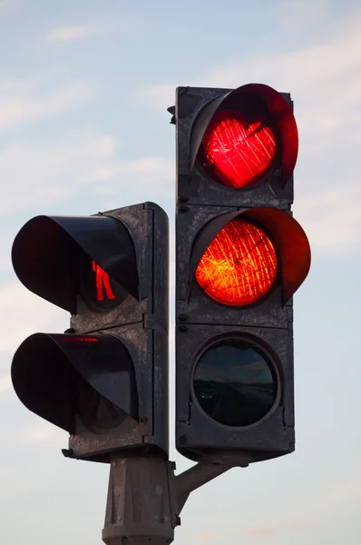 Iceland, Europe: a traffic light with red heart shaped seen in the city of Akureyri, famous as the capital of the north — ストック写真