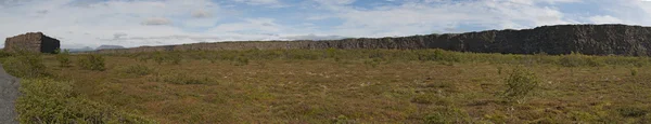 Islandia: panoramiczny widok na skały Eyjan i kanionu Asbyrgi — Zdjęcie stockowe