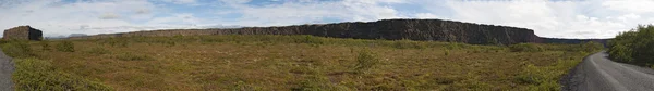 Islandia: Panorama kanionu Asbyrgi i Eyjan rock — Zdjęcie stockowe