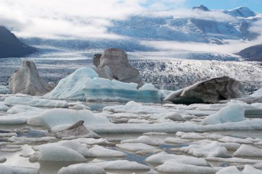 Iceland: floating icebergs in the Fjallsarlon glacier lagoon, a glacial lake in Vatnajokull National Park   clipart