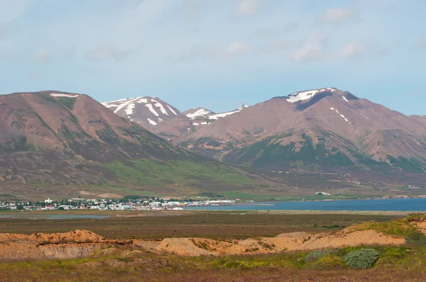 Iceland: view of the fjord of Akureyri — Stock Photo, Image