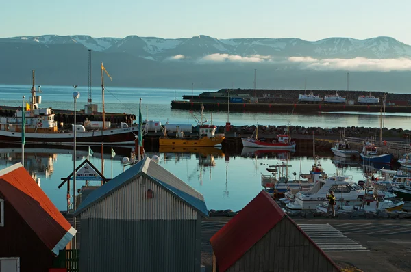 Iceland: fishing boats in the port of Husavik — Stock Photo, Image