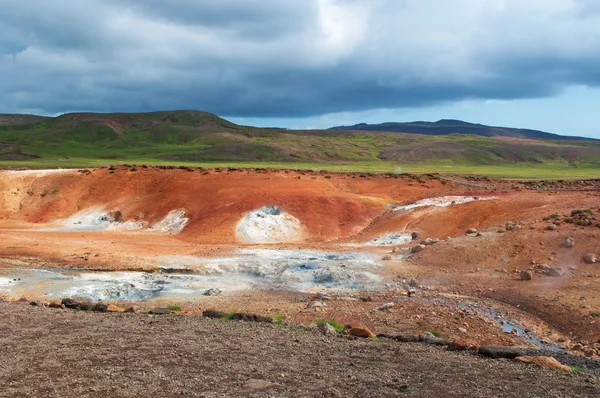 Izland: talaj ásványi üledék Hverir, geotermikus területén a Myvatn-régió — Stock Fotó