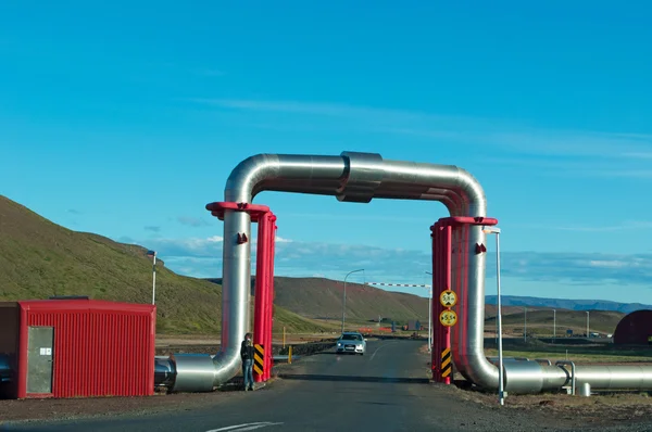 Ісландія: погляд з Kroflustod крапля потужність станції, найбільший електростанція в Ісландії — стокове фото