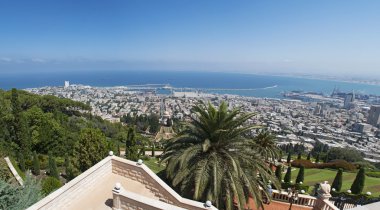 İsrail: panoramik Haifa ve Bahai bahçeleri 