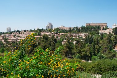 Kudüs: Mishkenot Sha'ananim Yahudi mahallesi ile Yeni Şehir doğru batıya bak