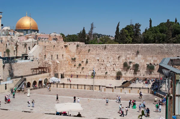 Jerusalém: o Muro Ocidental e a Cúpula da Rocha no Monte do Templo — Fotografia de Stock