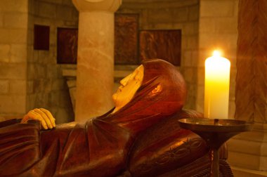 Jerusalem: the statue of the sleeping Holy Mother in the Dormition Abbey  clipart