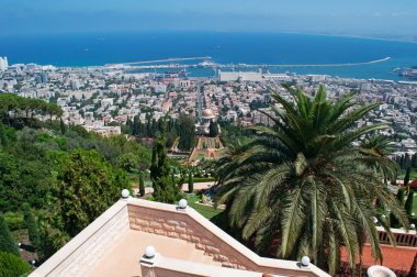 Israel: panoramic view of Haifa and the Bahai gardens clipart