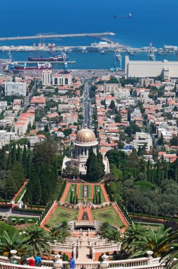 İsrail: panoramik Haifa ve Bahai bahçeleri