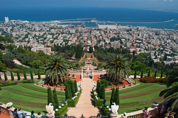 İsrail: panoramik Haifa ve Bahai bahçeleri
