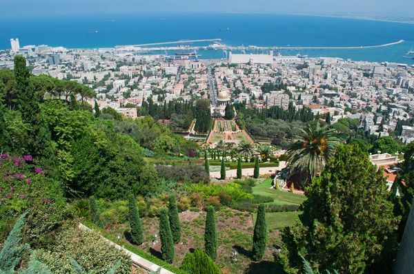 İsrail: panoramik Haifa ve Bahai bahçeleri