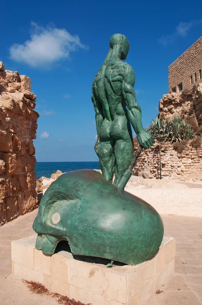 Israel, Middle East: a bronze statue in the Caesarea national park, home to Hellenistic, Roman and Byzantine archaeological findings of the town built under Herod the Great during c. 2210 BC near the site of a Phoenician naval station