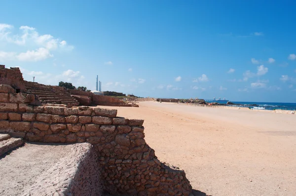 Israel, Oriente Medio: el Hipoestadio en el parque nacional de Cesarea, construido en los días de Herodes y rodeado de bancos de piedra, utilizado como un estadio y un hipódromo —  Fotos de Stock