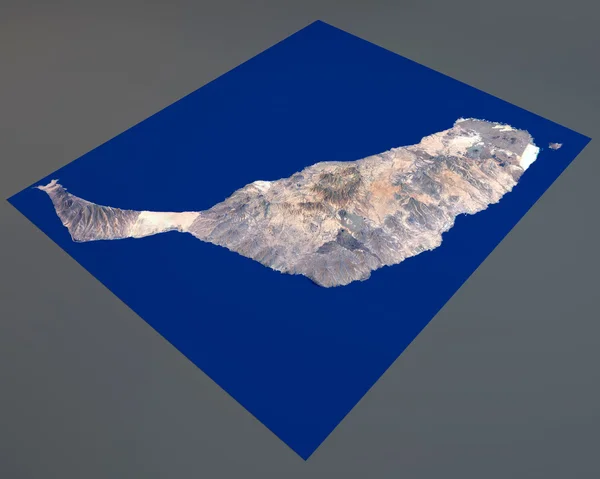 Ostrov Fuerteventura, satelitní pohled, Kanárské ostrovy, Španělsko. 3D vykreslování — Stock fotografie