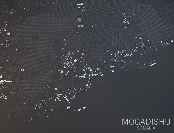 匹配的索马里首都摩加迪沙电子地图 — 图库照片