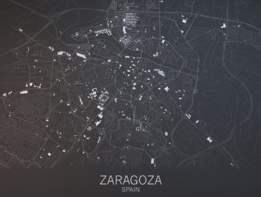 Zaragoza, Saragossa, uydu görünümü Haritası