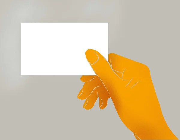 Hand in Hand mit Visitenkarte — Stockfoto