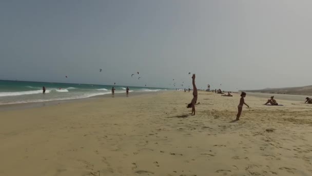 Fuerteventura: widok na Playa de Sotavento — Wideo stockowe