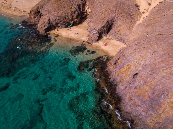 Vue Aérienne Des Rives Des Plages Déchiquetées Lanzarote Espagne Canaries — Photo