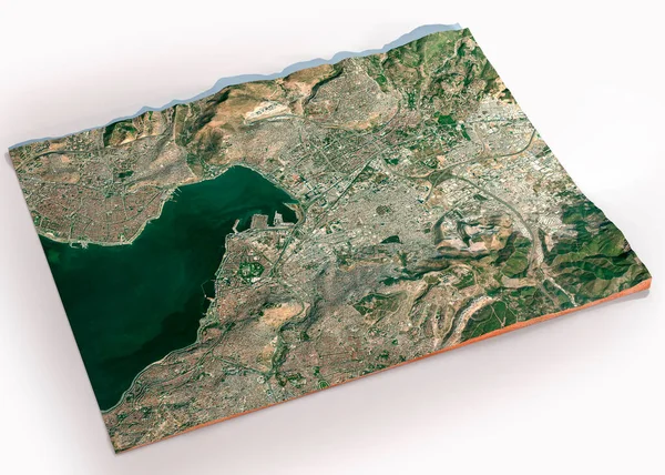 イズミルの衛星地図 アナトリアの西端に位置する大都市であり トルコで3番目に人口の多い都市である 町の中心部の通りや建物の地図 アジア — ストック写真
