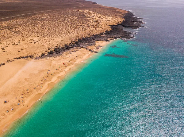 Vue Aérienne Plage Playa Las Conchas Nord Graciosa Archipel Principal — Photo