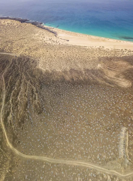 Vue Aérienne Playa Las Conchas Montagne Bermeja Île Graciosa Lanzarote — Photo