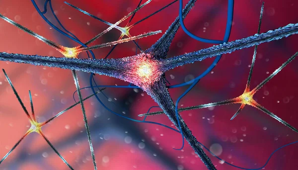 Vista Microscopica Delle Sinapsi Collegamento Cerebrale Neuroni Sinapsi Comunicazione Stimolo — Foto Stock