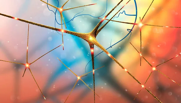 Vista Microscopica Delle Sinapsi Collegamento Cerebrale Neuroni Sinapsi Comunicazione Stimolo — Foto Stock