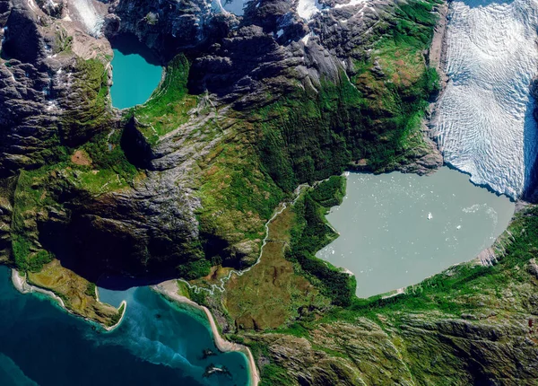 Satellitenbild Eines Gletschers Cabo Hornos Chile Glaciar Italiano Eisschmelze Klimawandel — Stockfoto